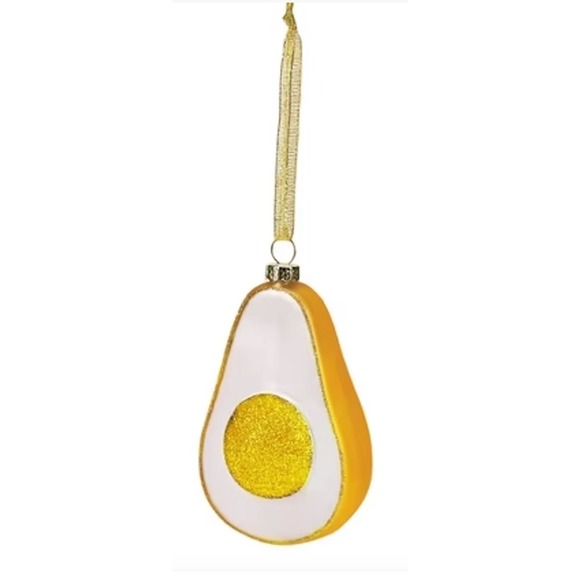 New TABITHA BROWN Target‎ GLASS AVOCADO ORNAMENT Christmas Tree GOLD GLITTER NIB - Picture 3 of 3